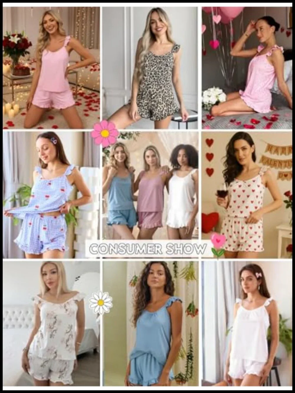 Women's 2 Piece Ruffle Cami Top and Shorts Pajama Set Sleepwear